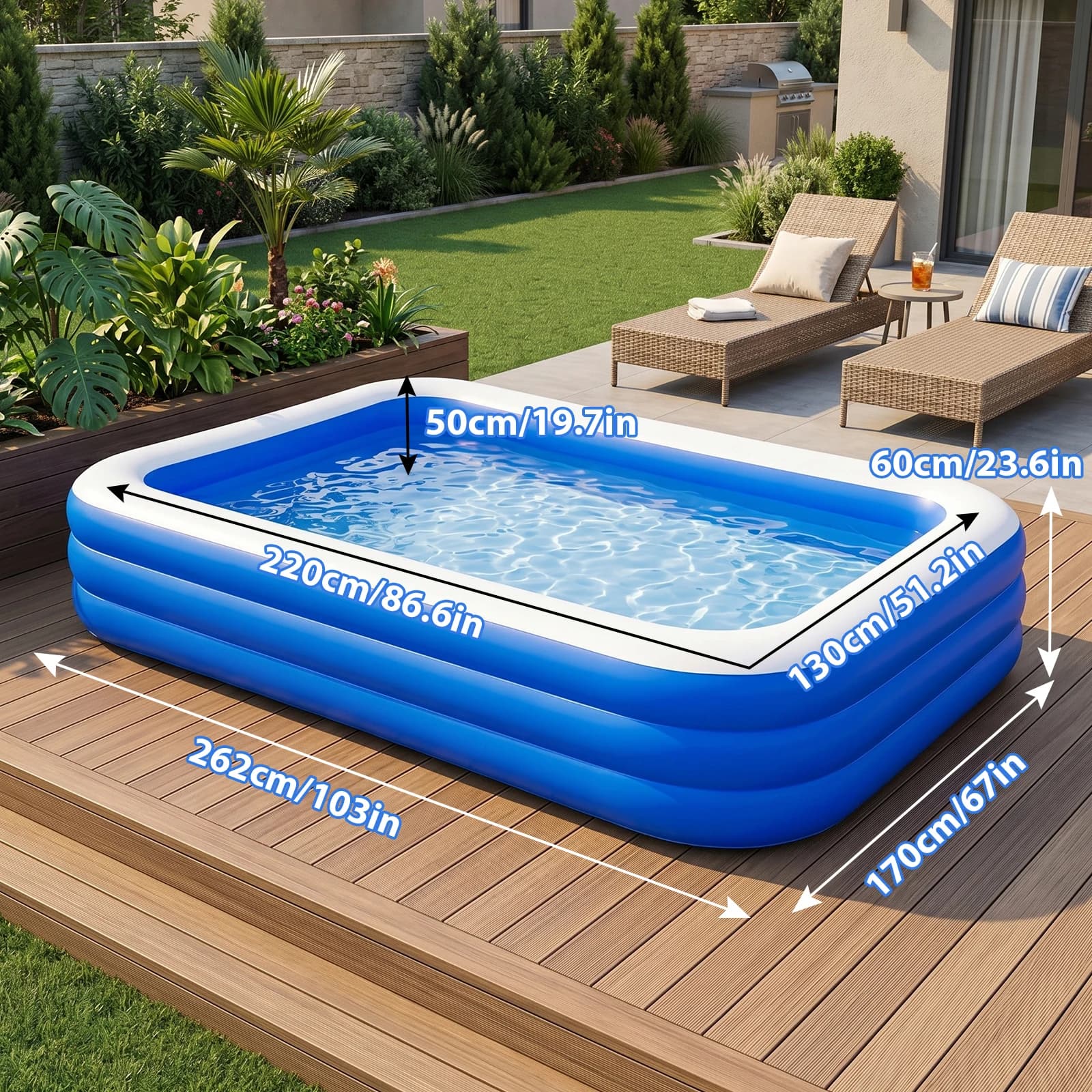Extra Thick Inflatable Swimming Pool for Whole Family Thickened PVC Leakproof  Blow Up Pool Indoor Outdoor Kids Ball Pit for Backyard Summer Water Party