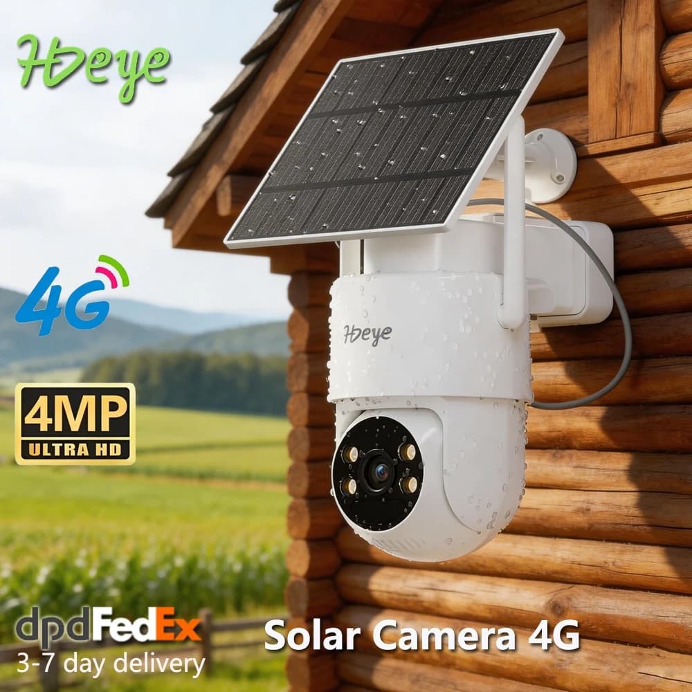 HDeye Solar Camera 4G Outdoor Wireless CCTV Camera for Home Security Protection 4MP PTZ Night Vision Two Way Audio