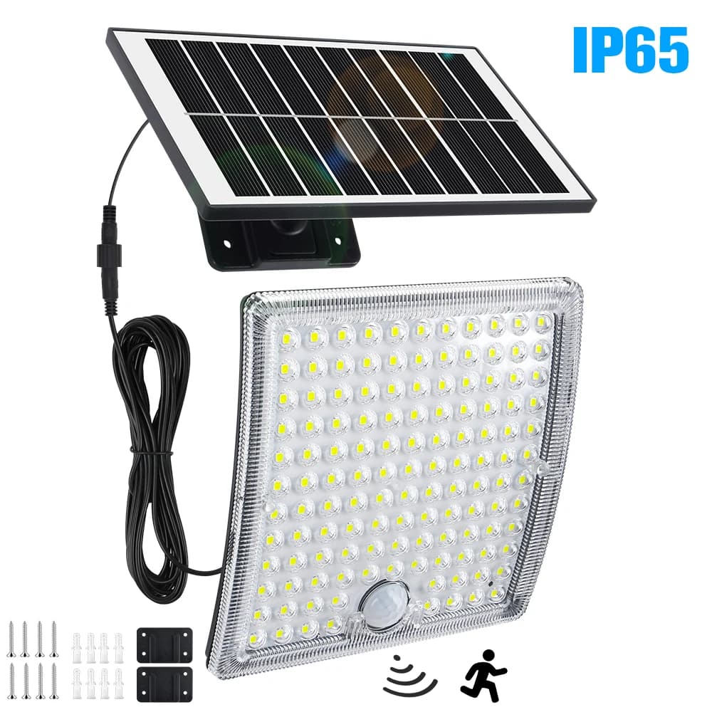 2Pcs 234LED Solar Wall Light IP65 Waterproof Motion Sensor Floodlight Outdoor Split Safety Lighting Lamp for Terrace Yard Garage
