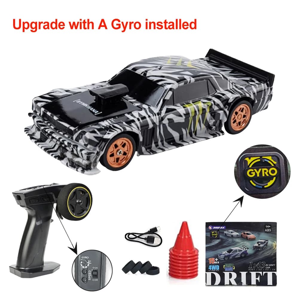 Upgrade 1/43 RC Drift Car with Gyro 2.4G Mini Racing Crawler Remote Control Drifting 4WD Off-road Vehicle Model Toys