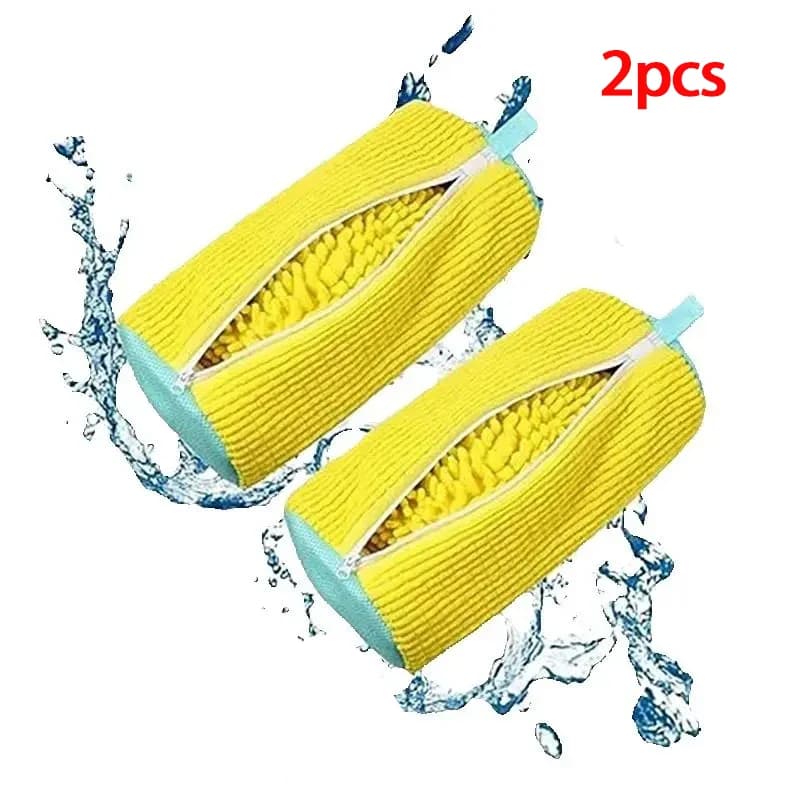 2PCS Sneaker Wash Care Bag For Shoes, Soft Chenille Fabric, Machine Washable, Protects Shoes From Damage And Deformation