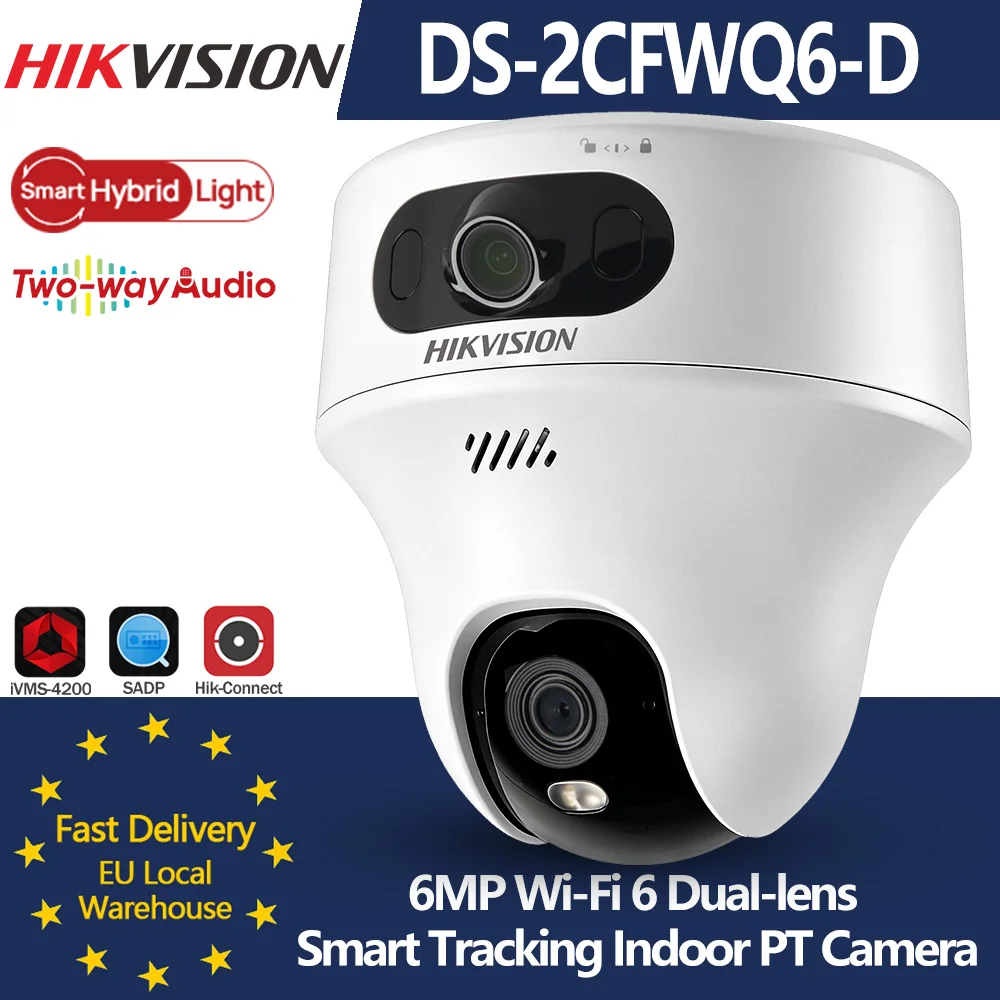 Hikvision 6MP DS-2CFWQ6-D Wi-Fi 6 Dual-lens PT Camera Smart Tracking Smart Hybrid Light Two-way Audio Human Vehicle Detection