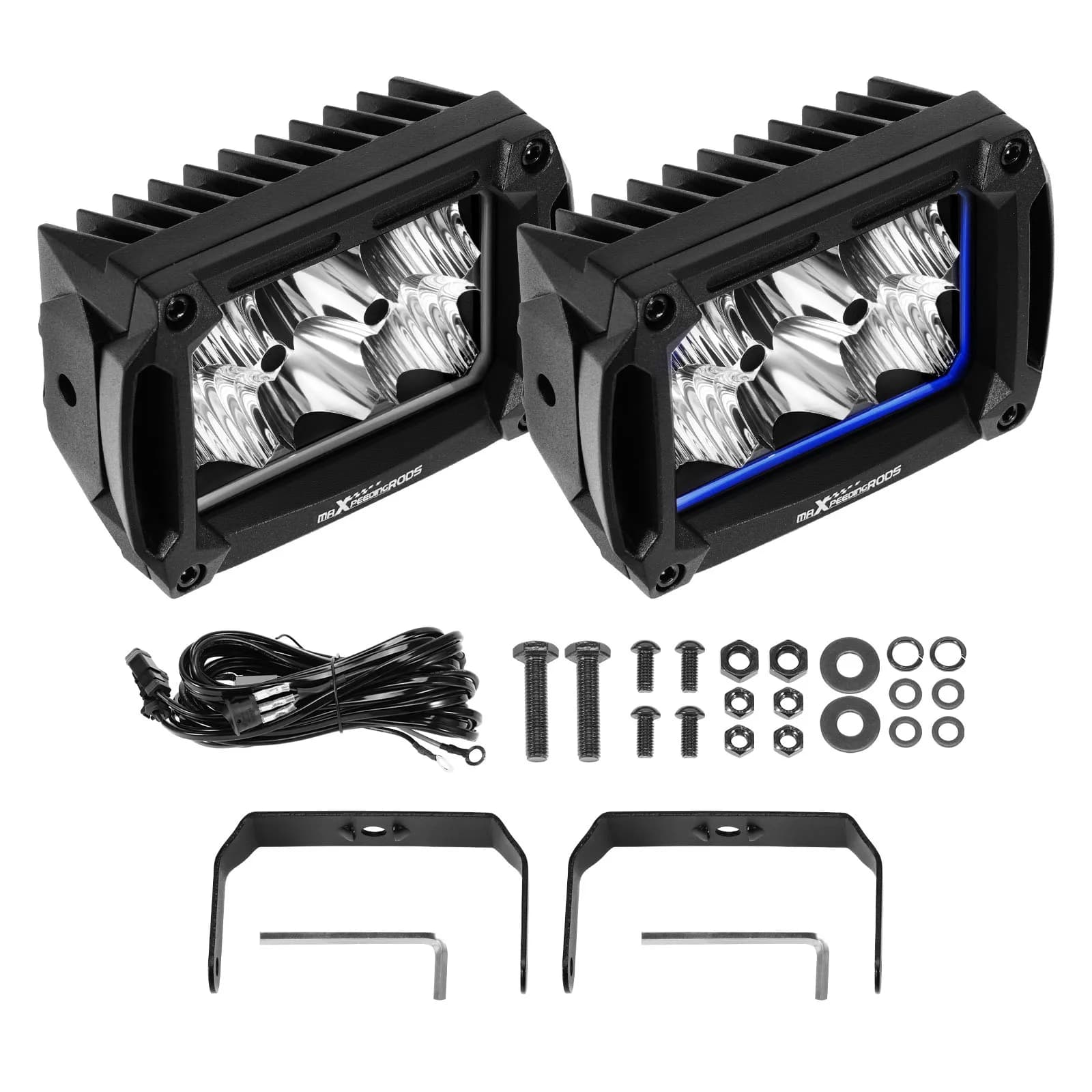 LED Work Light Flood Spot Lights Driving Lamp for Offroad Car Truck SUV W/Wiring