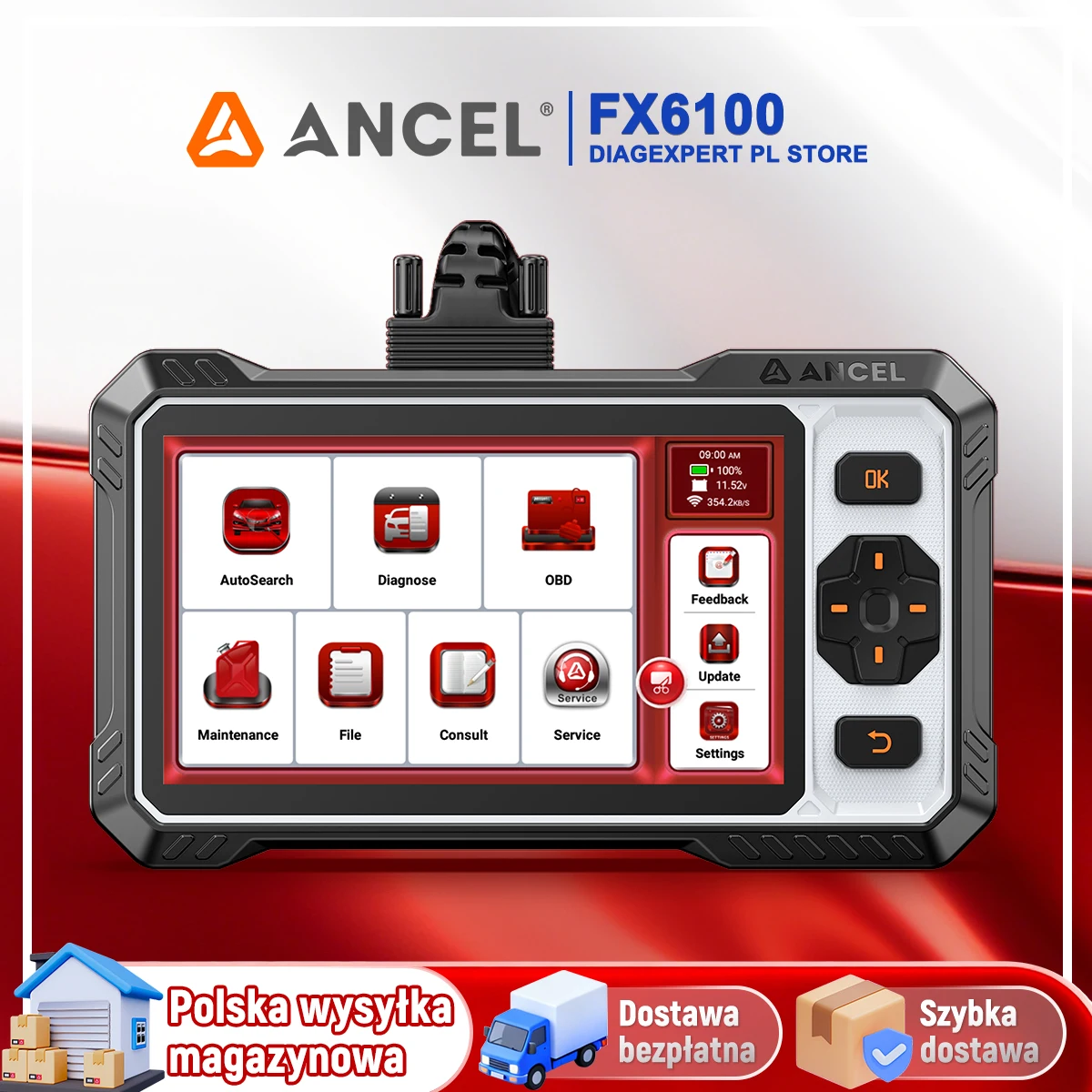 ANCEL FX6100 OBD2 Car Diagnostic Tool All Systems CAN-FD Scanner Bi-directional 15+ Reset Service Lifetime Free Update