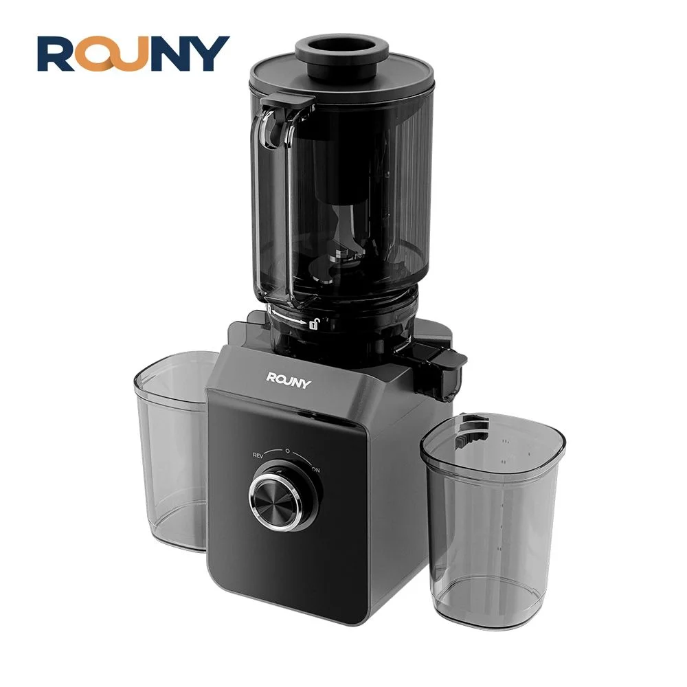 ROUNY Cold Press Extractor with Filter-Free, Easy Clean Electric Fruit Slow Juicer Machine with 130mm Large Feed Caliber,  Black