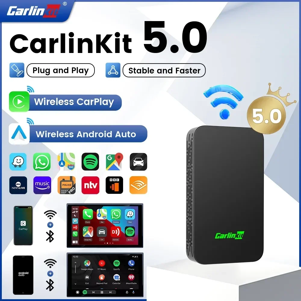 2026 CarlinKit 5.0 2air Wireless Android Auto Samrt Box CarPlay Wireless 2 in 1 Dongle For CarPlay Cars Spotify Original buttons
