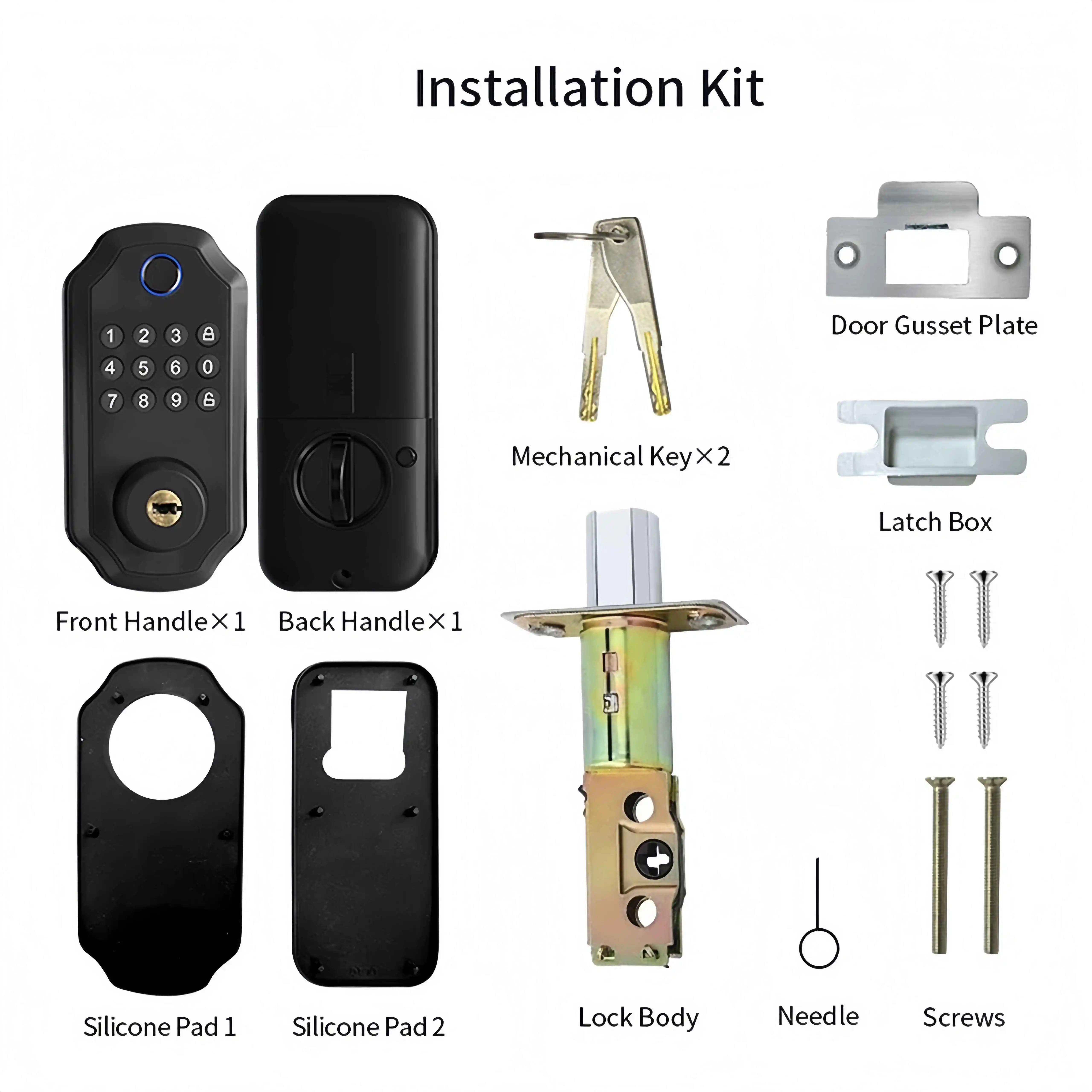 Smart Fingerprint Door Lock Password keys Bluetooth Automatic Locking Aluminum Home office
