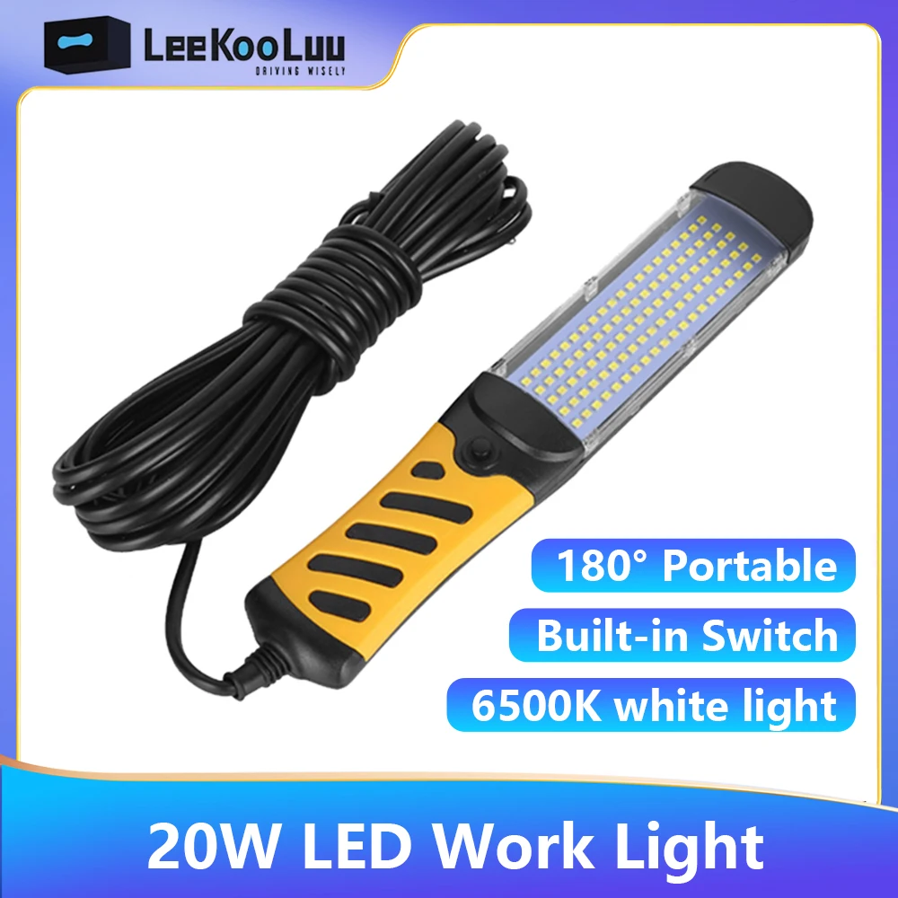 LeeKooluu LED Work Light with Magnetic Base 180° Portable Flood Torch Camping Lamp Building Light for Car Repair Household