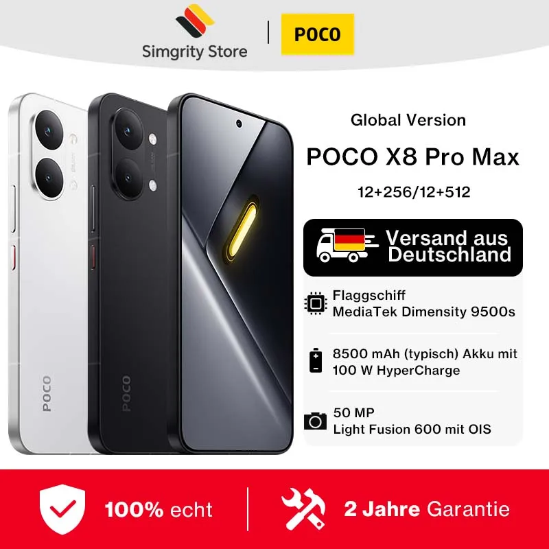 POCO X8 Pro MAX 5G 12GB 256GB 512GB NFC Smartphone Dimensity 9500s 8500mAh  50MP OIS Camera
