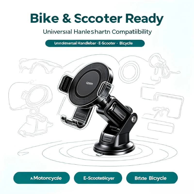 QDER 360 Rotatable Bike Handlebar Phone Mount Anti-Vibration Anti-Shock Phone Support Fit Motorbike Electric Scooter All Android iOS Cell Phones
