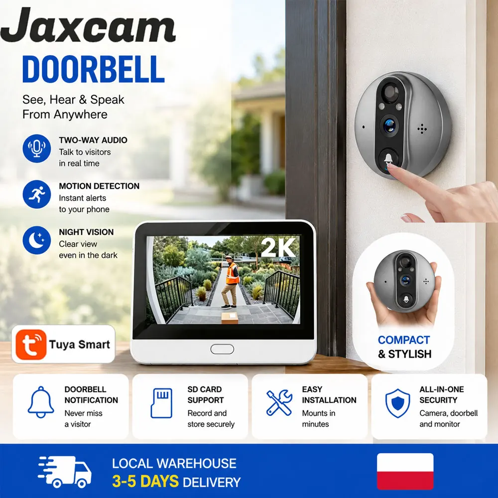 5MP 2.4G WiFi Peephole Camera Tuya Smart Life 4.3 Inch Screen Day &Night vision 5000mAh Two Way Audio PIR Motion Detect Video Doorbell