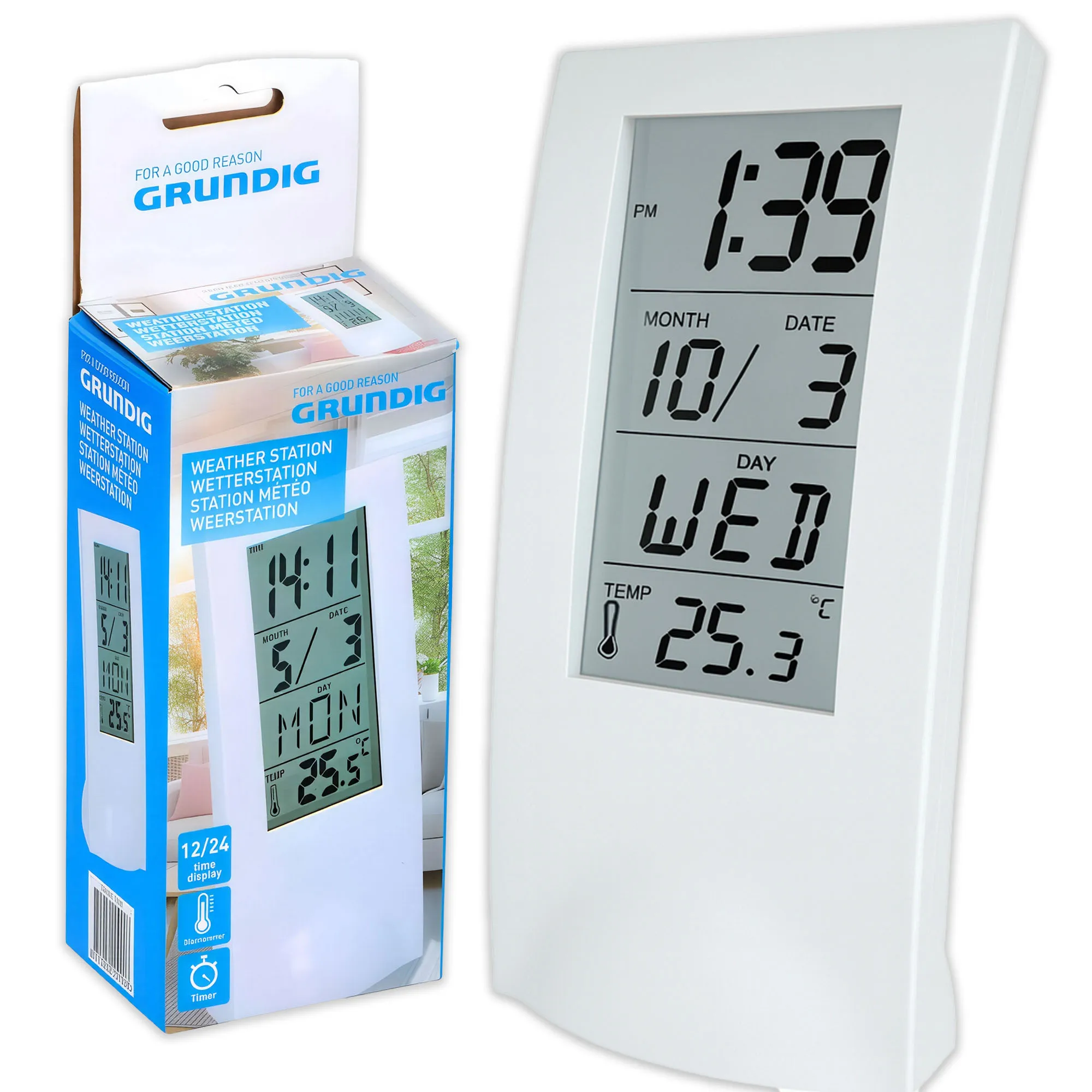 Elegant Digital Weather Station Clock Thermometer Electronic Calendar Internal Grundig Perfect For Home & Office