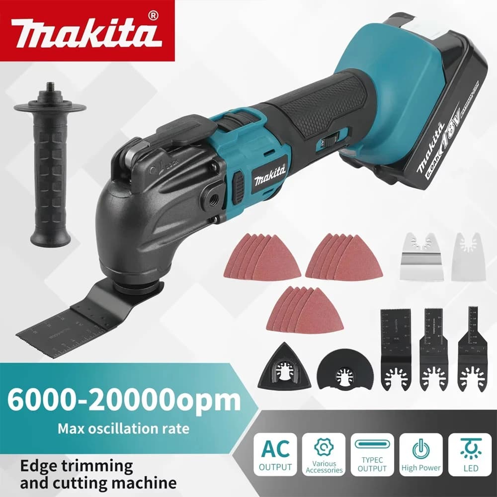 Original Makita DTM51 Cordless Multi Tool Kit with 6 Blades for Sanding Cutting Scraping Renovation Projects