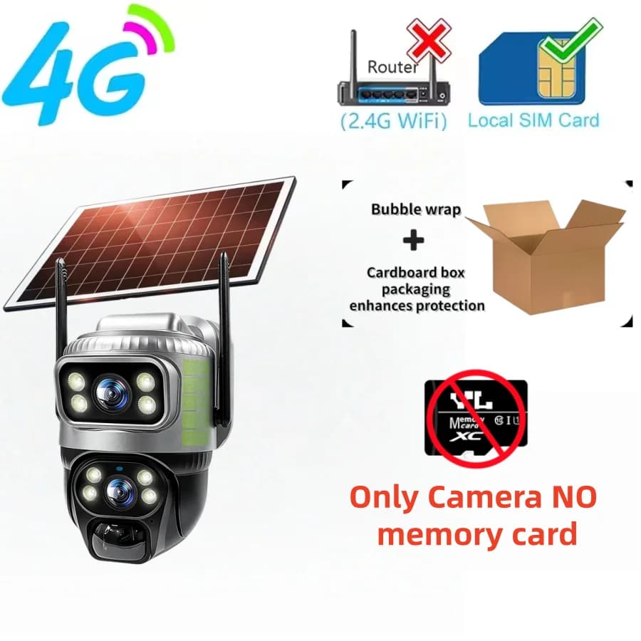 V380 Pro 4G Solar Outdoor Waterproof Camera 4K 8MP 10X Zoom Dual Lens PTZ Battery Video Security System Surveillance CCTV IP Cam