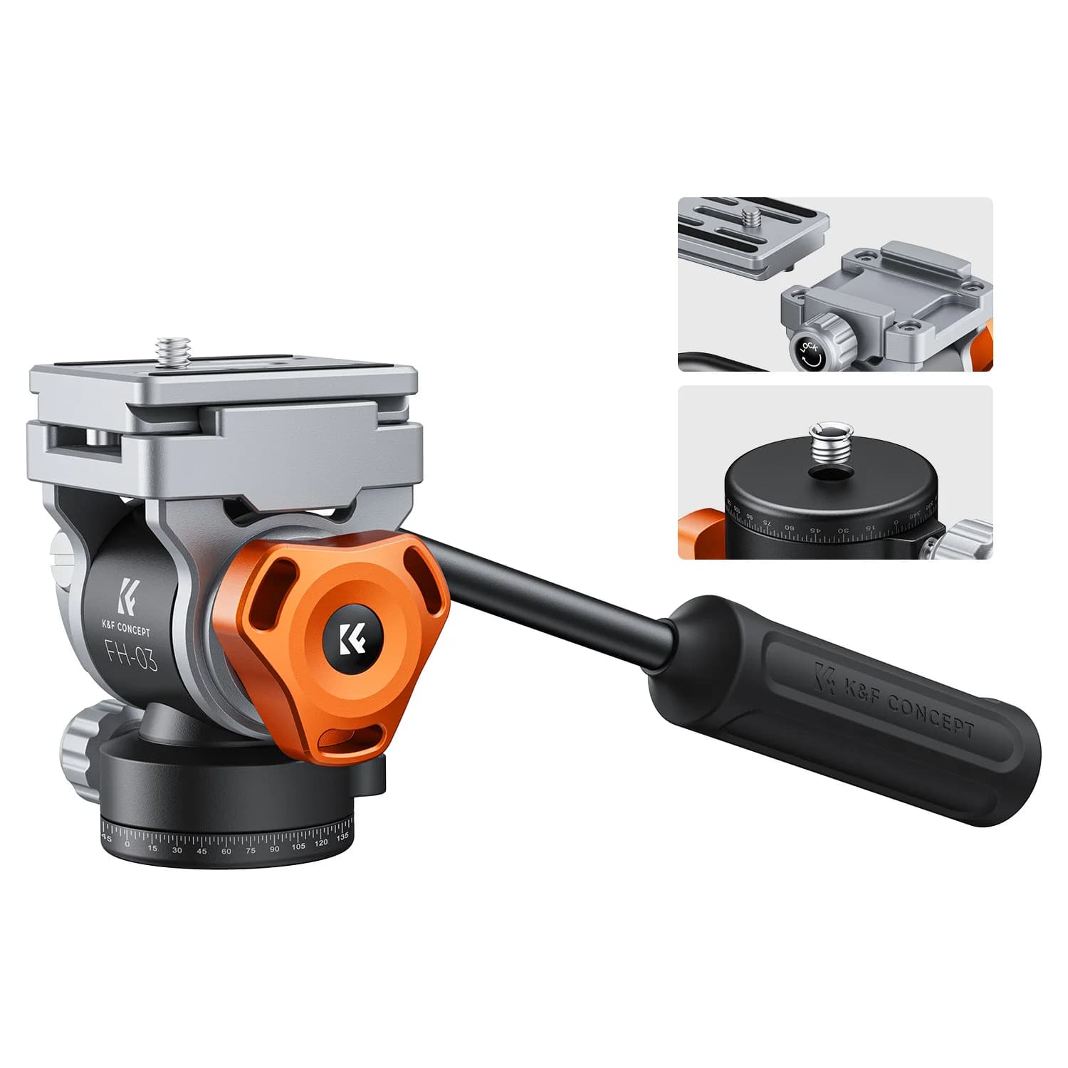 K&F CONCEPT 11lb/5kg Load Video Fluid Head Tripod Head Silky-Smooth Stable Camera Fluid Heads for Nikon Canon Leica Sony Camera