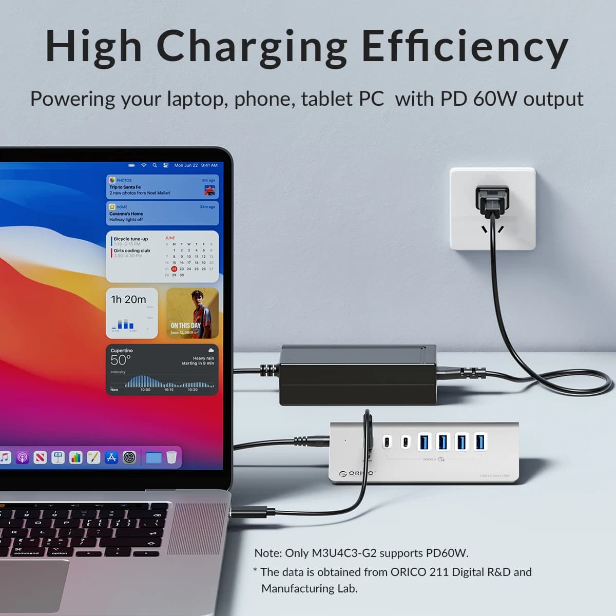 ORICO USB 3.2 HUB 7 IN 1 10Gbps PD60W Charging Type C Docking Station PC laptop Macbook Splitter with EU Plug Adapter 4-port Hub