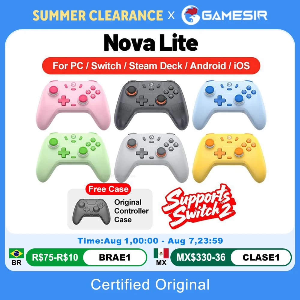 Gamesir Nova Lite Gamepads PC for Nintendo Switch 2 Controller Switch Steam Android iOS iPhone Controle Hall Effect Joystick