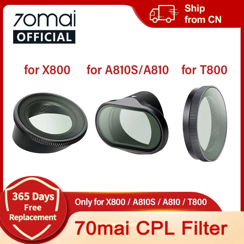 Original 70mai CPL Filter for 70mai A810 Lite/ A810S/ A810/ X800/ T800 Circular Polarizing Lens Filters Lens Cap