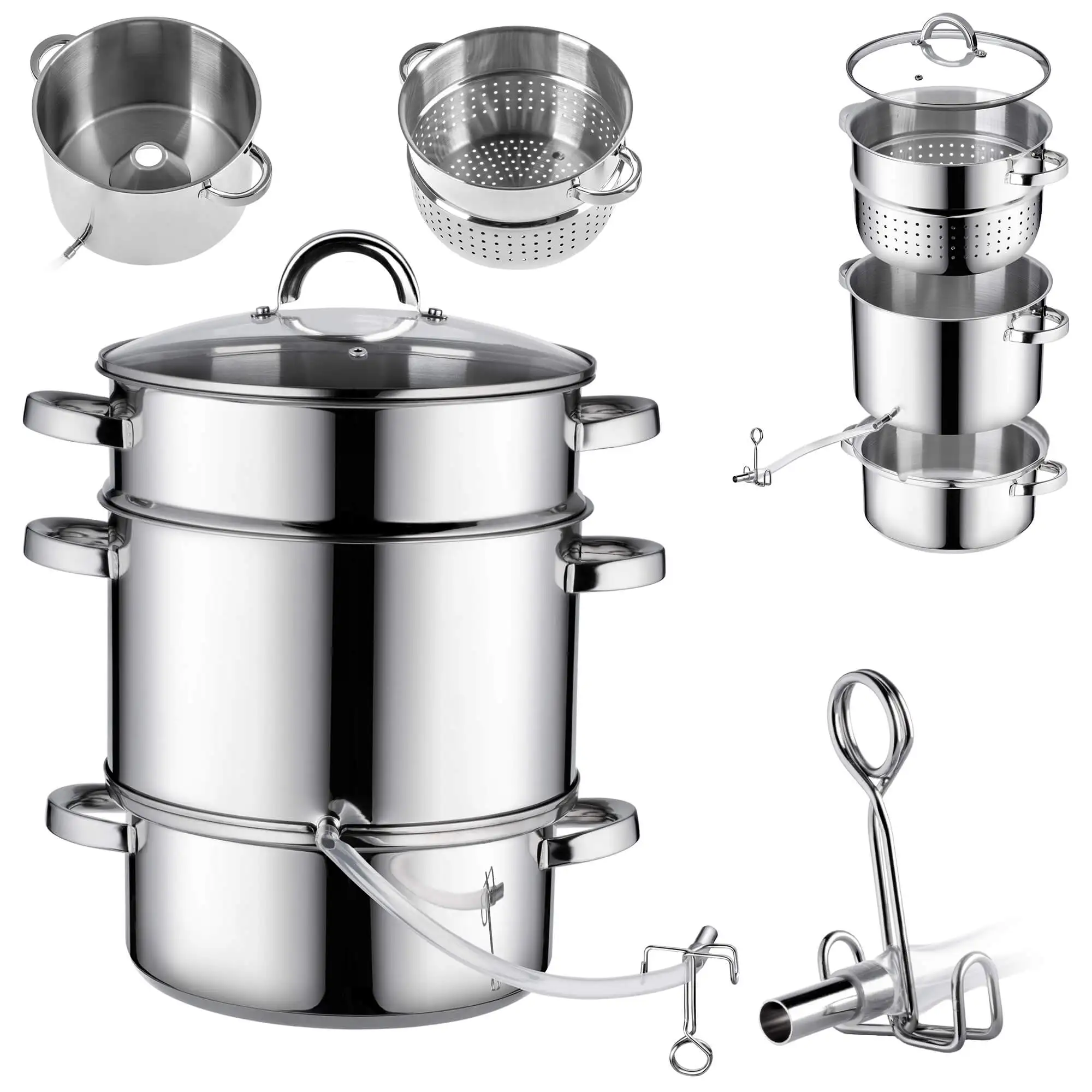 KADAX Juicer 8L Stainless Steam Pot For Induction Gas 3W1 Steel Large