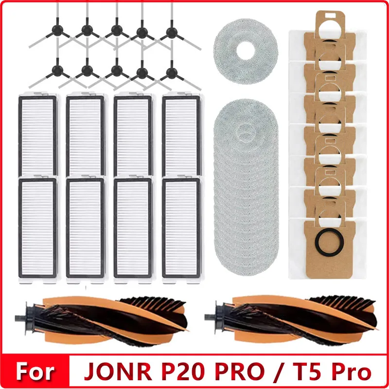 Robot Vacuum Cleaner Parts For JONR P20 PRO / T5 Pro Main Side Brush Hepa Filter Mop Cloth Replacement Accessories