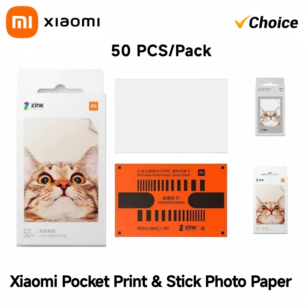 Original MIJIA ZINK Pocket Printer Paper Self-adhesive Photo Print 50pcs Sheets Xiaomi 3-inch Mini Pocket Photo Printer -CN