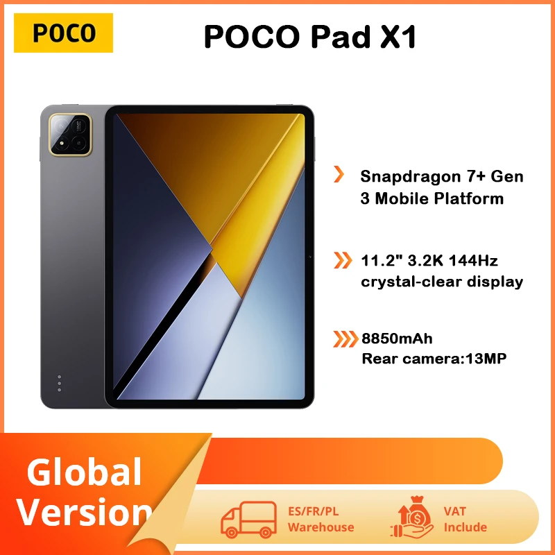 POCO Pad X1 Global Edition 11.2' '144Hz 3.2K Snapdragon 7 Display + Third Generation Octa Core Processor 45W 8850mAh