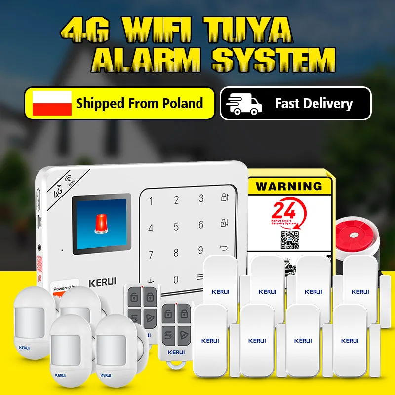 Fast Delivery from Poland KERUI Alarm System Set WiFi+4G Wireless Home Burglar Alarm Alexa Tuya Smart Security-protection 433mhz
