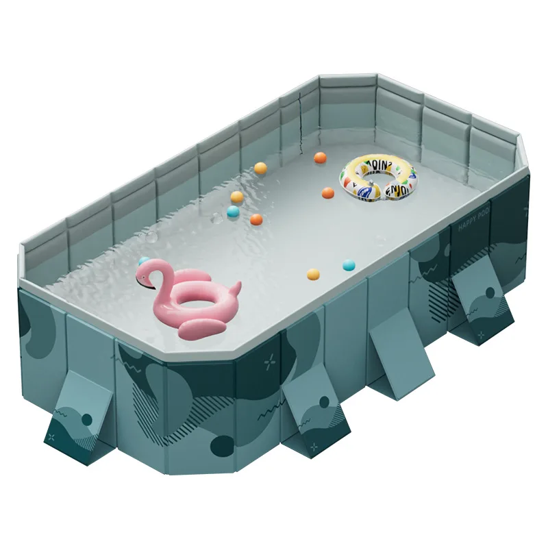 Foldable outdoor rectangular family swimming pool - non-inflatable, thick, durable, wear-resistant, easy to install. Made of PVC material. Multiple sizes suitable for adults and children.