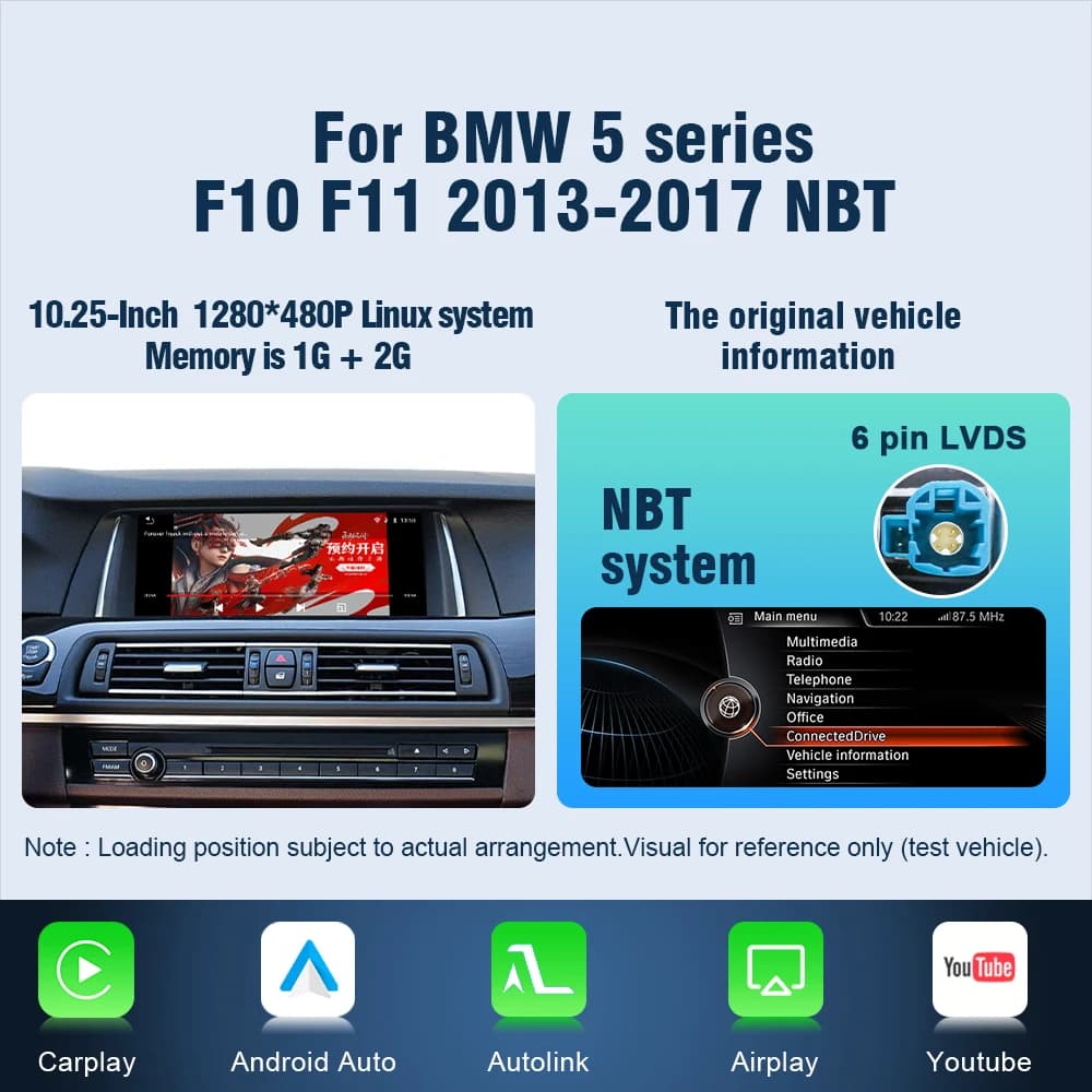 AUTOTOP 10.25" Touch Screen Car Radio Multimedia For BMW 5 Series F10 F11 2011-2017 with Wireless CarPlay Android Auto YouTube