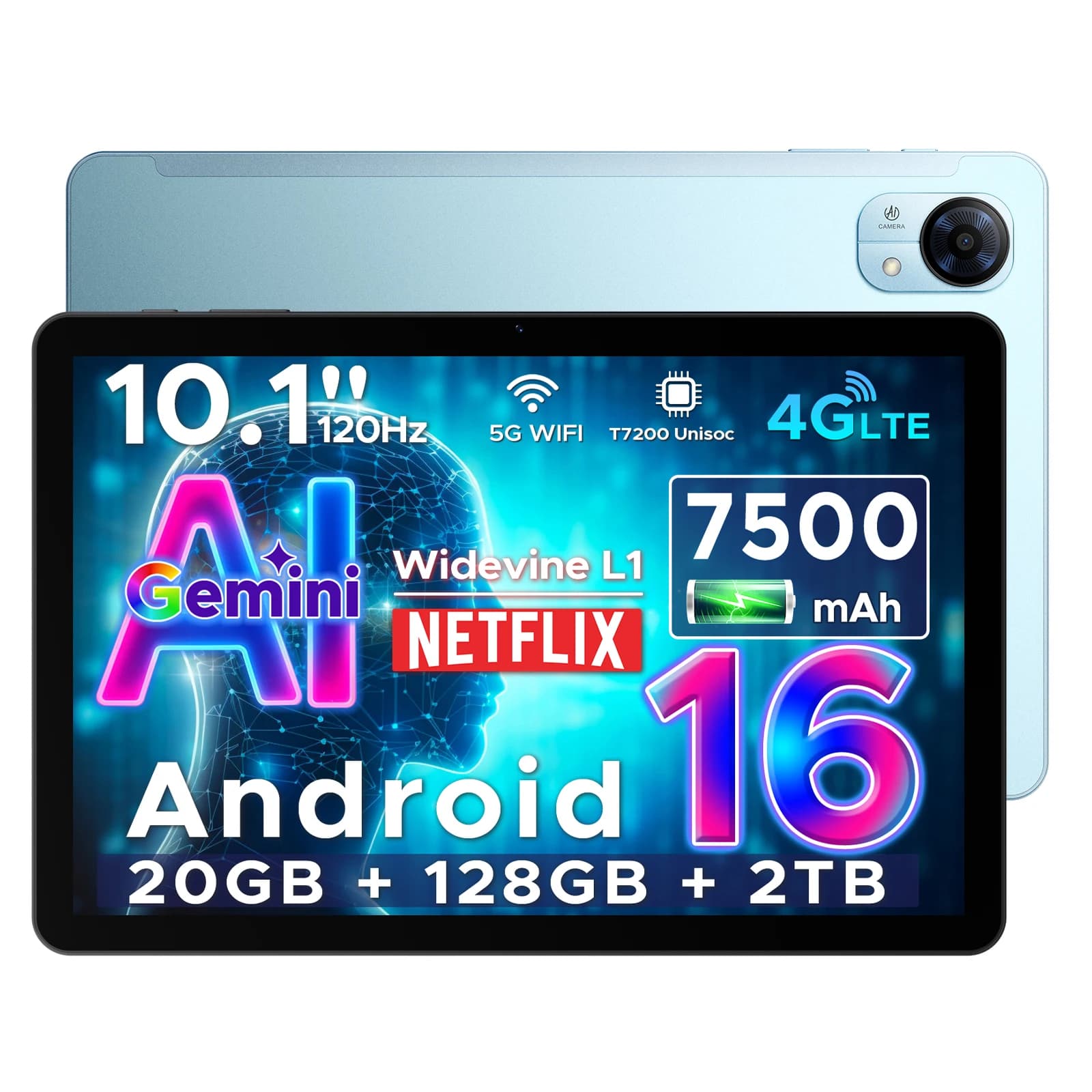 DOOGEE Tab G5 Android 16 Tablet PC 10.1 inch 7500mAh Battery 20GB RAM (3+17) 128GB ROM Widevine L1 Support  4G LTE Tablet Pad PC