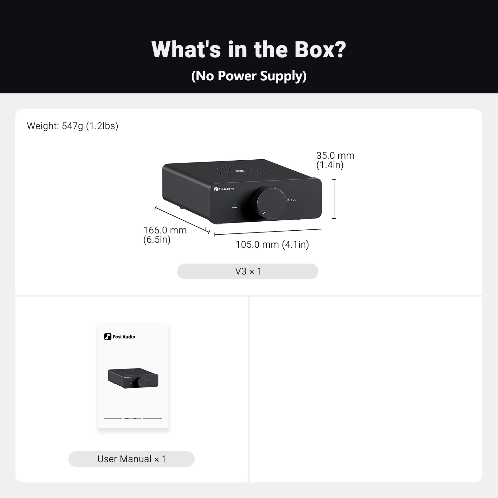 Fosi Audio V3 Stereo Power Amplifier 300W *2 TPA3255 Class D Mini Amp 2 Channel Audio Amplifier for Subwoofer Passive Bookshelf