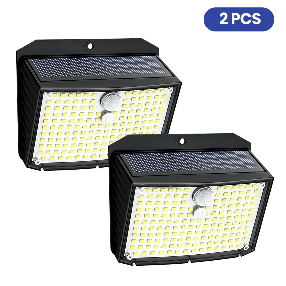 158LED Motion Sensor Solar Outdoor Wall Lights Super Bright Solar Lights Outdoor Waterproof 3 Lighting Modes Security Wall Light For Outside Walking Fence Backyard Deck Garden Door Step Garage