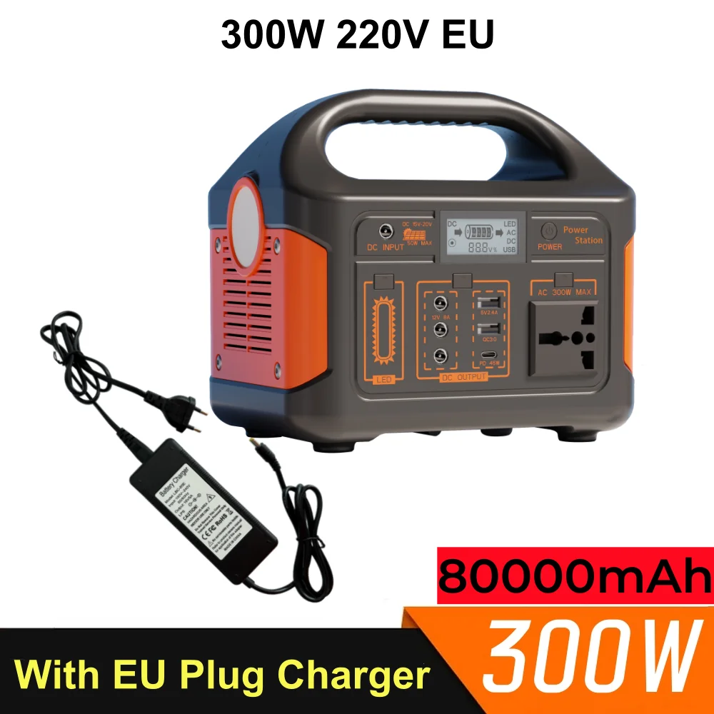 Portable Solar Power Station 500W 460Wh 300W External Battery LiFePO4 220V EU BMS Power Storage System Power Bank Charger UPS