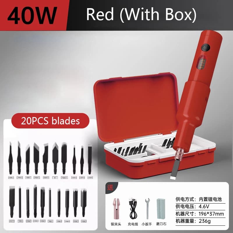 40W New Electric Carving Knife Set Furniture Carpentry Root Carving Knife Tool Sculpture Carpenter Chisel Wood With 20PCS Blade