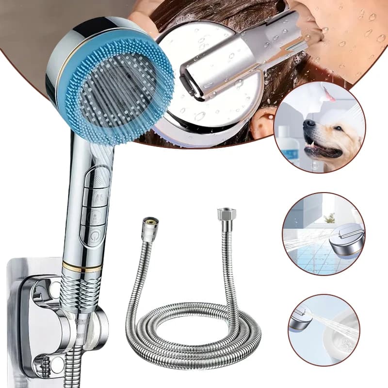 Bathroom Shower Head with 1.5M Hose, 4 Spray Modes, Filter Water Saving Handheld Shower Head for Bathroom