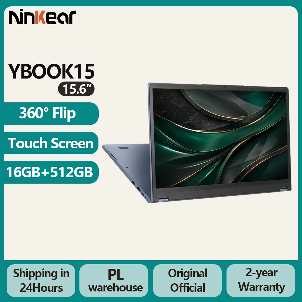 Ninkear YBook15 15.6 laptop pc computer 2 in 1 touchscreen 360 Windows 11 16GB RAM 512GB SSD lightweight portable ultrabook laptop pc daily work study entertainment computer FHD IPS