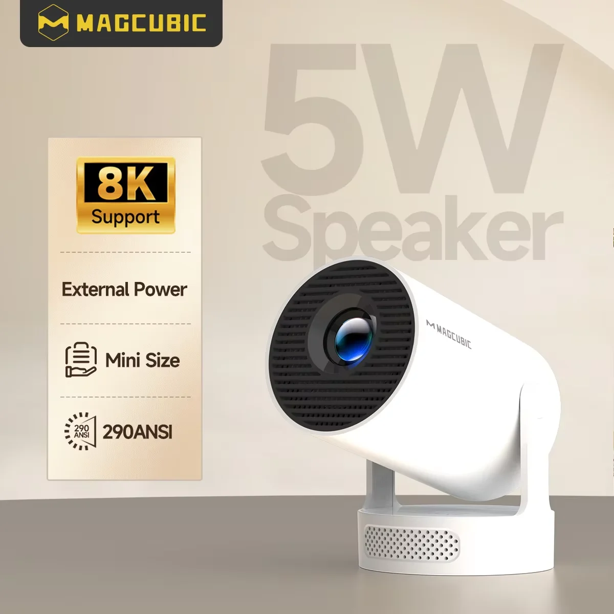 Magcubic HY300 Pro+ 8K Outdoor Projector 8000 Lumens Android 14 WiFi 6 BT5.4 Portable 5W HiFi Speaker 720P HD