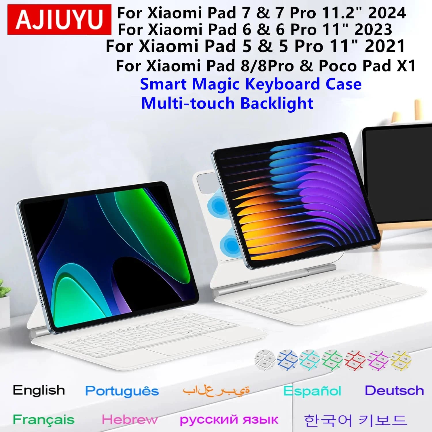 Magic Keyboard for Xiaomi Pad7 Pad 5 6 7 8 Case for Xiaomi Mi Pad 5 6 7 8 Pro 11 11.2 inch POCO Pad X1 Smart Magnetic Book Cover