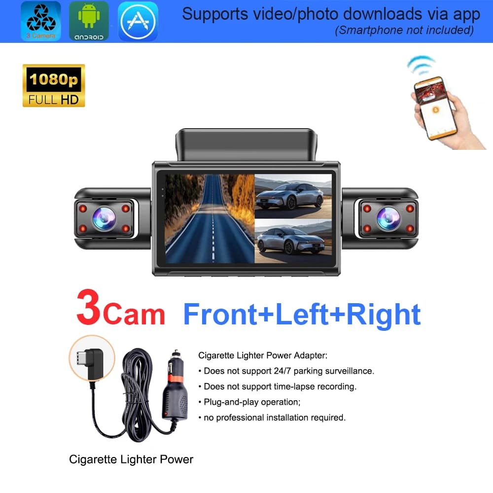 4K 4CH Hidden Dash Cam with APP Night Vision Motion Detection 24/7 Parking Monitor G-Sensor Loop Recording WDR Blackbox Car DVR