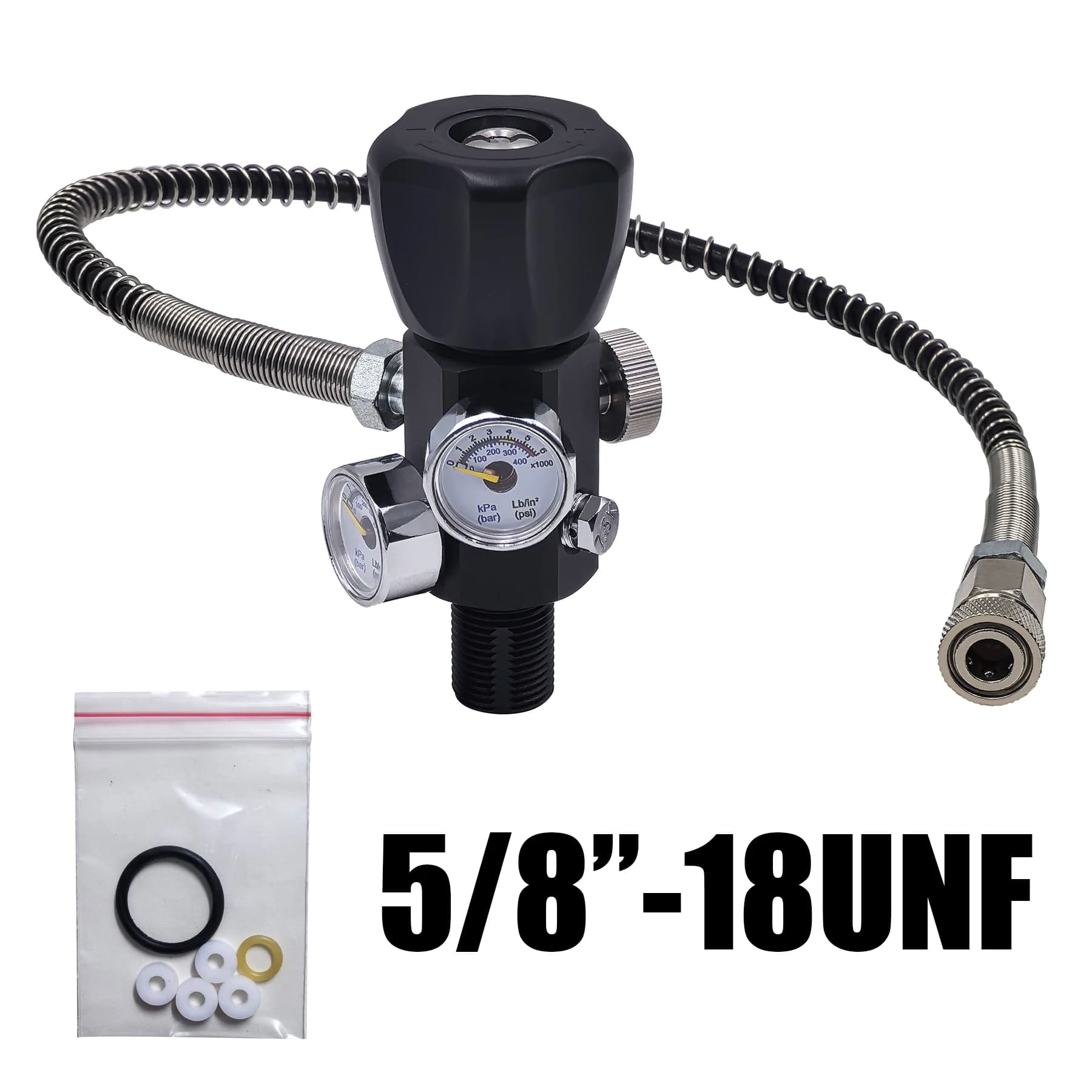 DIN Valve Air Tank Charging Valve Filling Station Cylinder Refill Adapter 4500psi/300bar Dual Gauges Thread M18*1.5 or 5/8-18UNF