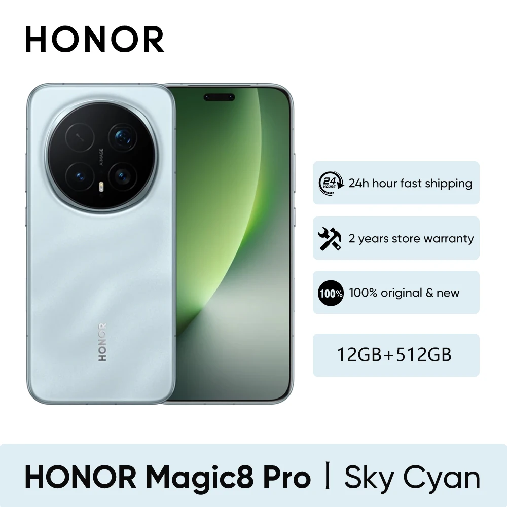 Global version HONOR Magic 8 Pro 5G Smartphone, Snapdragon 8 Elite Gen 5, 200MP AIMAGE, mAh, 100W, heled, NFC, eSIM, Honor