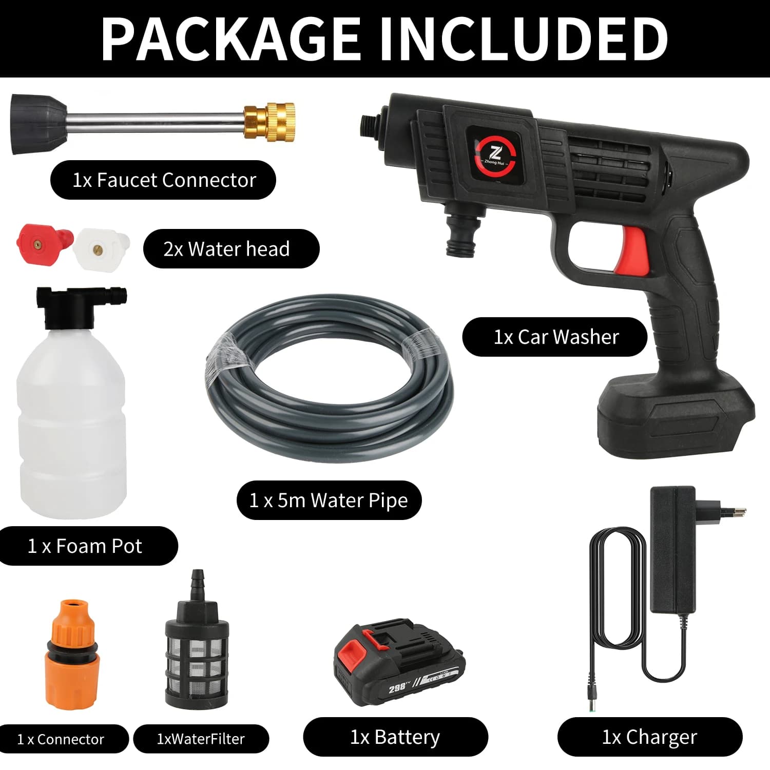 Multi-scene Cordless High Pressure Water Spray Gun, Adjustable Spray Mode Portable Water Cleaner, Long Range Jet Washer, for Outdoor Washing Care