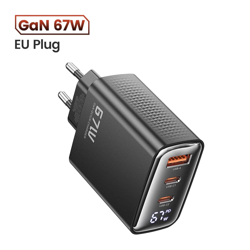 Toocki 67W GaN Charger Digital Display Quick Charge 4.0 3.0 Fast Type C USB Charger for Laptop iPhone Samsung Xiaomi Realme POCO