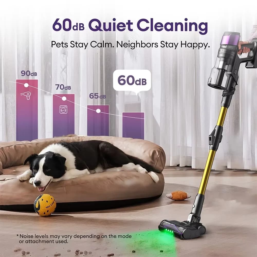 55000Pa Ultenic U20 Cordless Stick Vacuum Cleaner, Strong Suction Power, Up to 60 Mins Long Runtime, 7-Stage Deep Filtration, 1.5L Large Dust Bin, 65cm Bendable Extension Wand for Under Furniture Cleaning