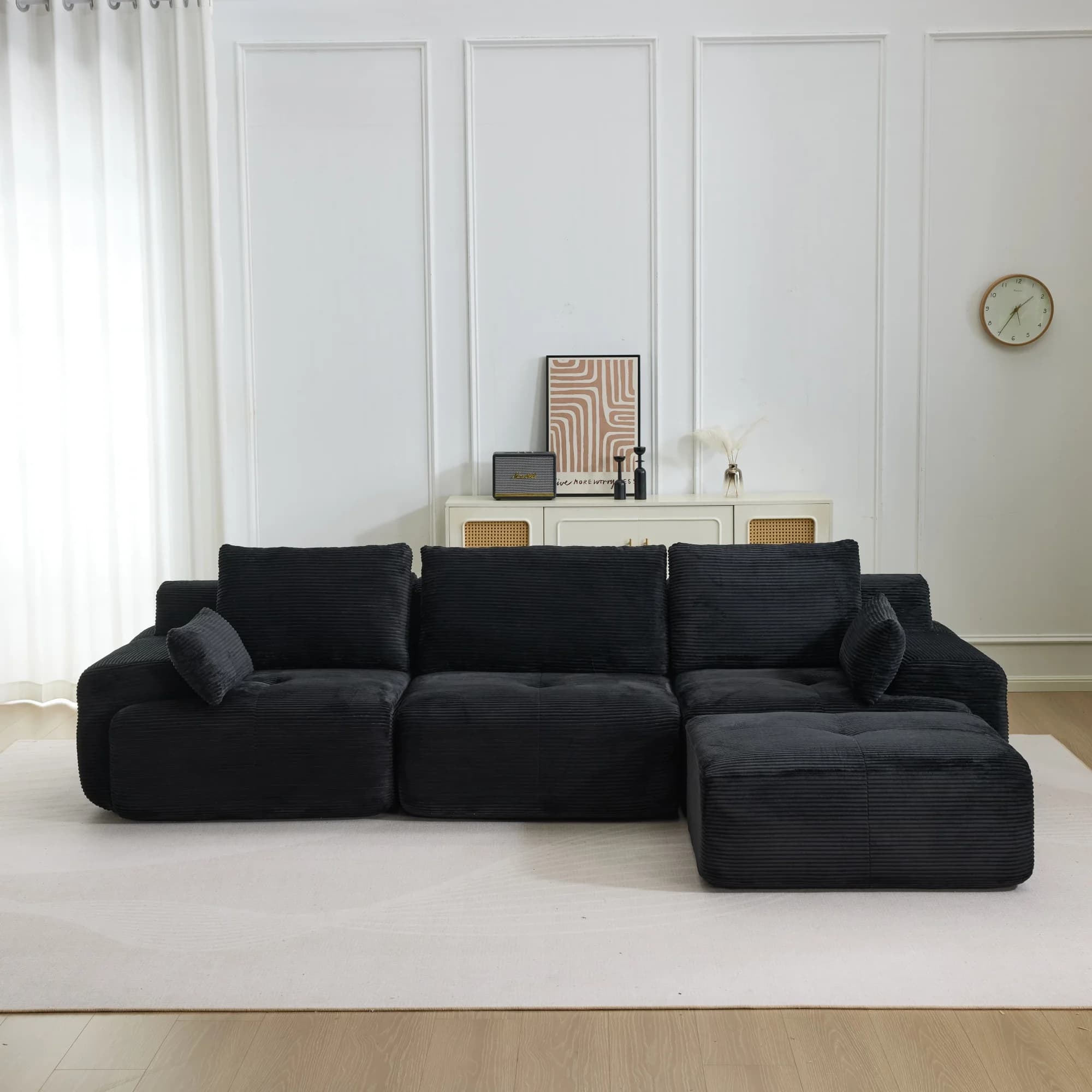 4-Seater Corduroy Modular Sofa, Modern Free Combination Sectional Couch, No Assembly Needed Loveseat Sofa for Living Room，Bedroom