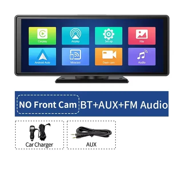 Srnubi 10.26" 4K Car Dvr Carplay Android Auto 360 ° Rotation Dual Lens Dashcam Truck Camera Driving Recorder WIFI FM BT