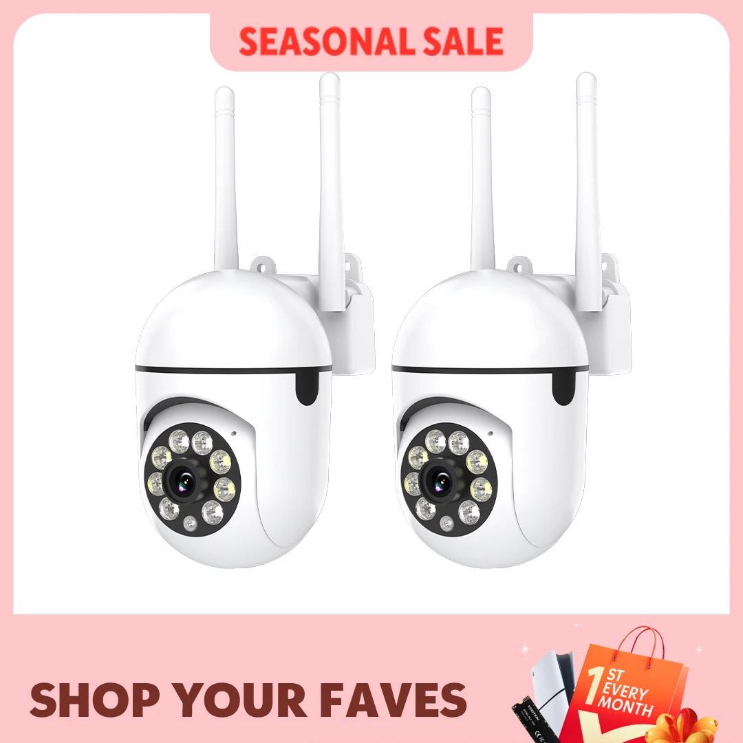 2PC EaseLife APP 1080P WiFi Security Camera Indoor/Outdoor Color Night Vision 2-Way Audio 360° Pan/Tilt/Zoom Motion Tracking & Home Security