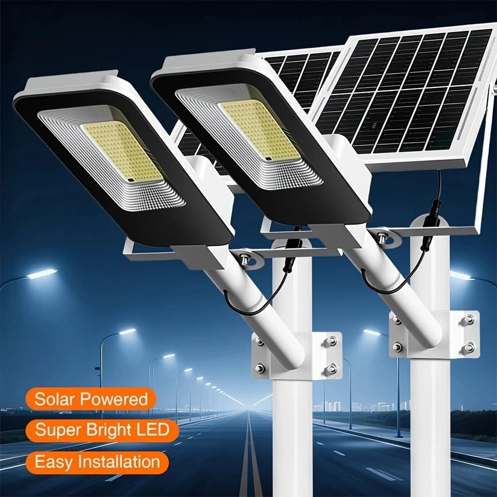 2pcs Powerful Solar Light Outdoor Solar Street Light 6000mah Waterproof Automatic Dusk to Dawn Street Light For Garage Garden