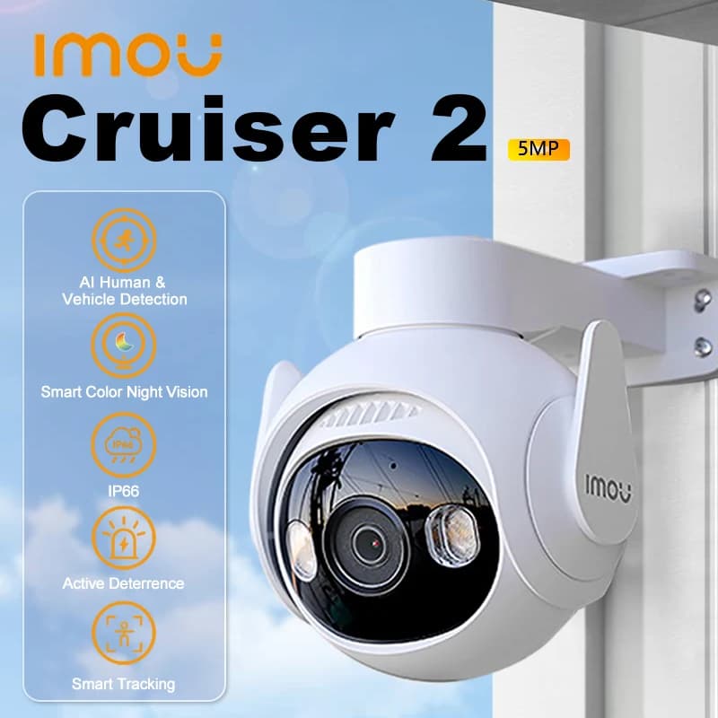 IMOU Cruiser 2 5MP IP66 Wi-Fi Outdoor Security Camera AI Smart Tracking Human Vehicle Detection Smart Night Vision Two Way Talk