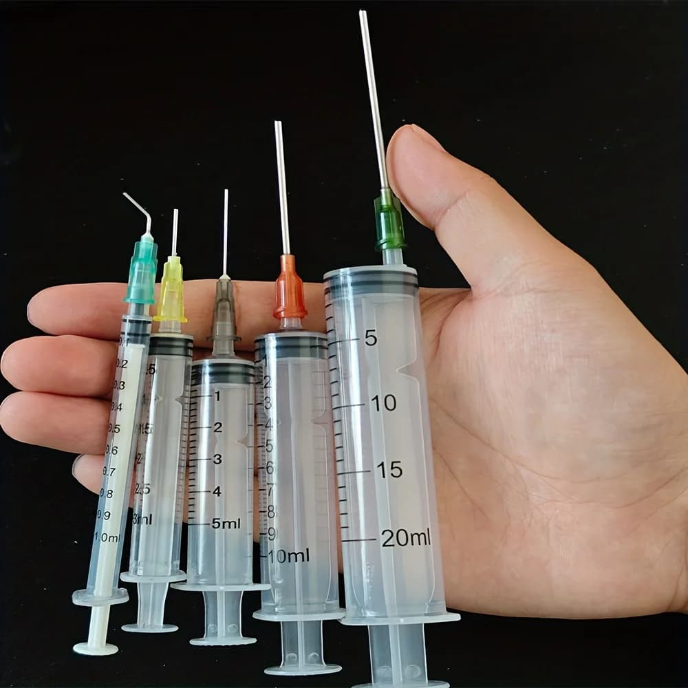 14pcs Syringe Set with Blunt Needles, Various Size:1ml, 3ml, 5ml, 10ml, 20ml, 60ml, Plastic, for Refilling, Measuring, Scientif
